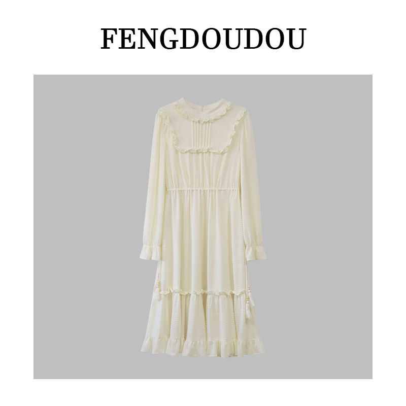 （不退不换）DM15480【冰霜精灵】经典圆领领口宽松版慵懒感连衣裙