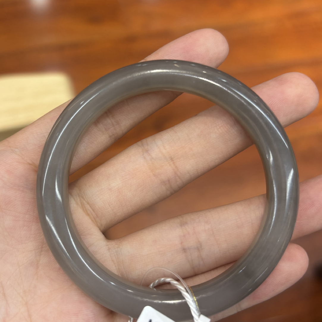 082236WT和田玉青海料烟紫手镯圈口53.6mm克重34.64g