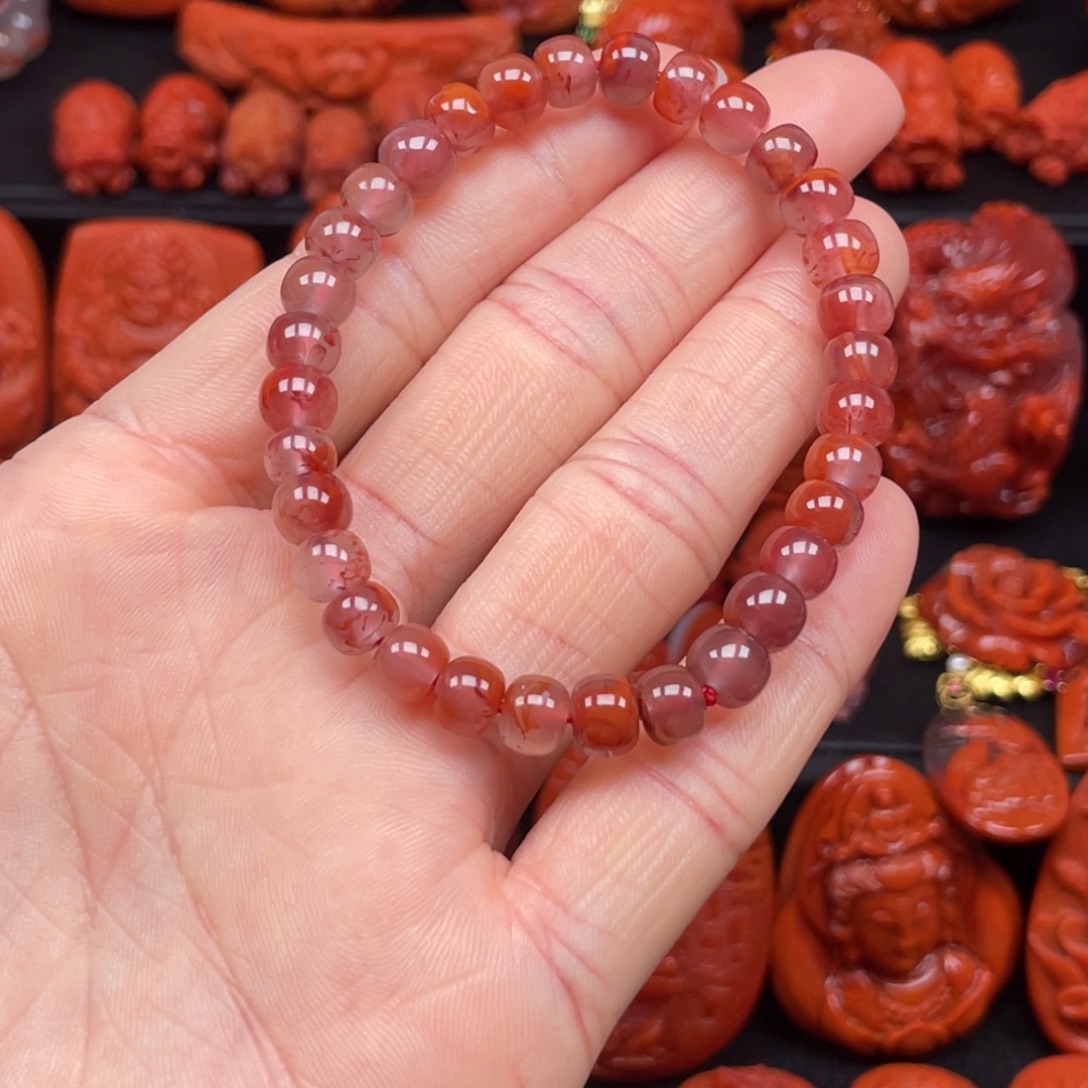 南红玛瑙未镶嵌紫底妖花火焰老型