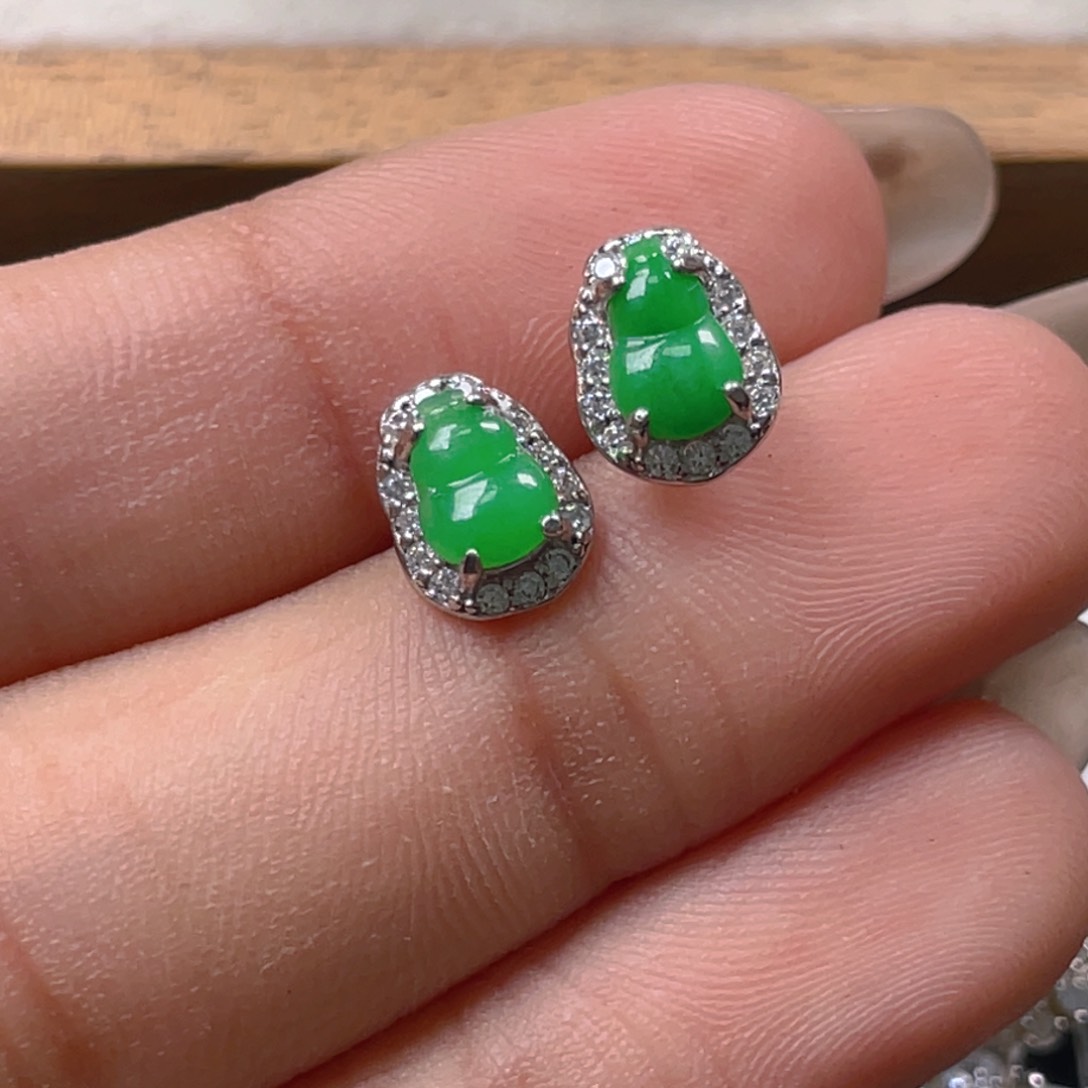 翡翠挂件银S925镶嵌翡翠