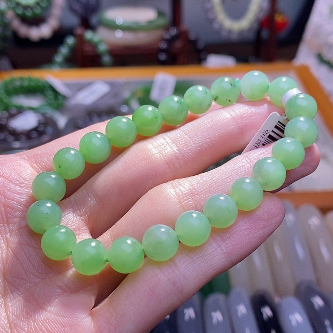 和田玉碧玉乌兰海手串8MM未镶嵌