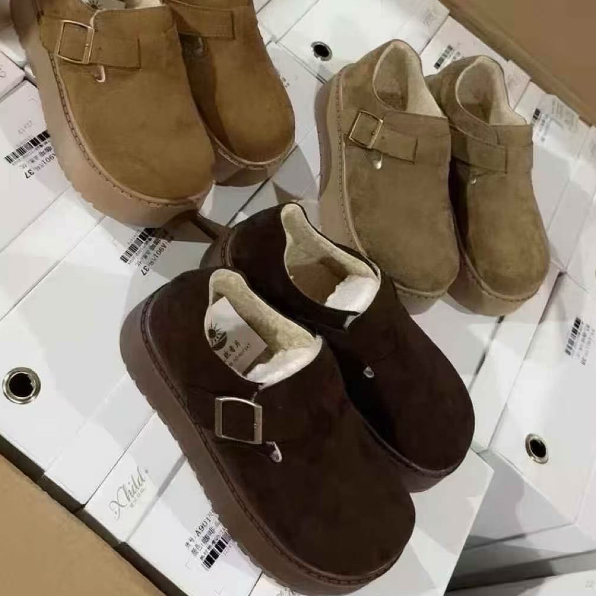 样样红（休闲厚底加绒勃肯鞋）