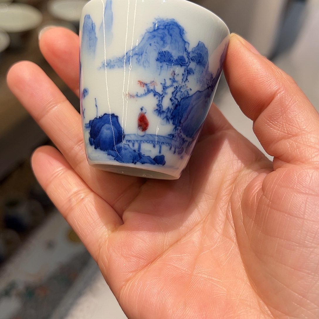 那**南沐月山房原矿青花釉里红