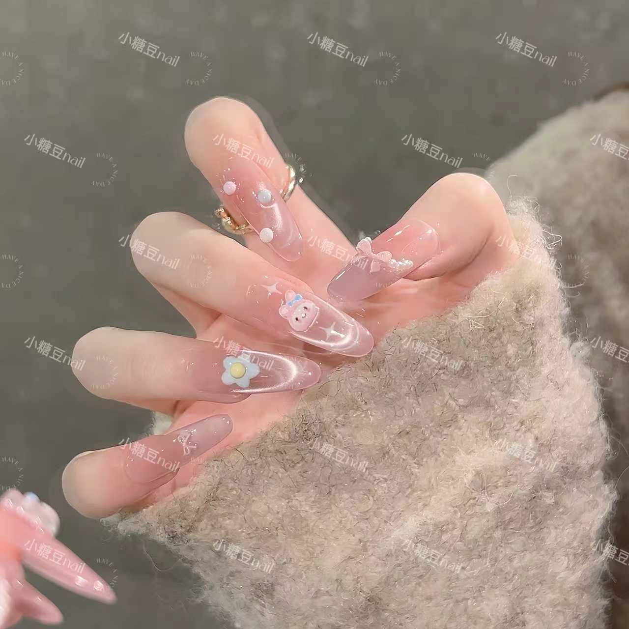 【美乐蒂派对】甜美系美乐蒂法式猫眼高级显白四季可拆卸穿戴甲片