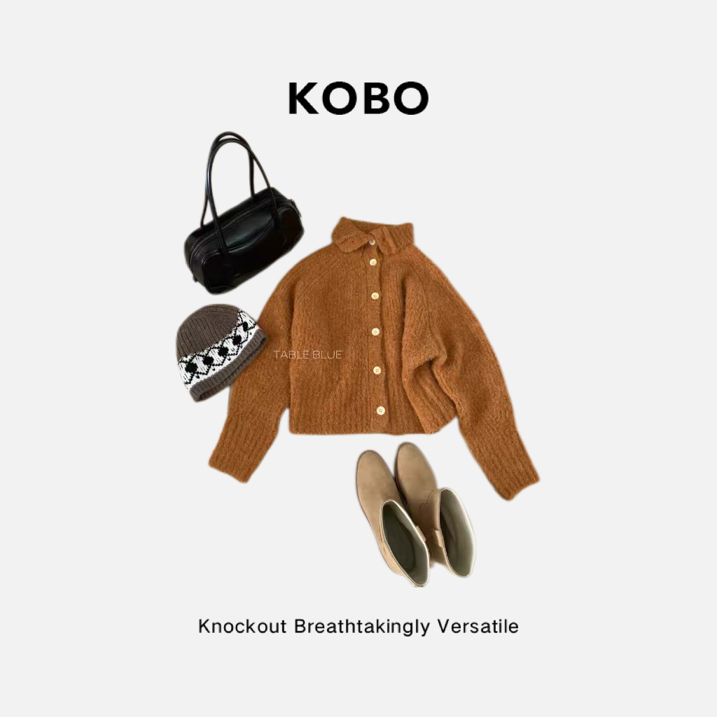 2025秋冬新款韩系翻领单排扣开衫毛衣女