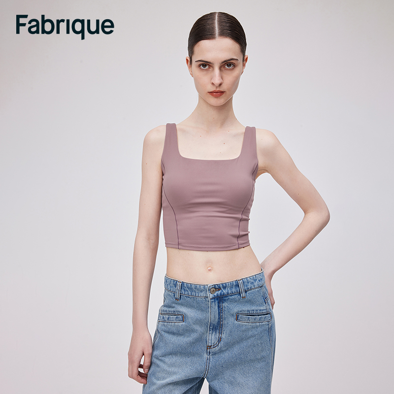 Fabrique烟雾紫夜光萤火虫Logo运动紧身瑜伽服女背心打底2024新款