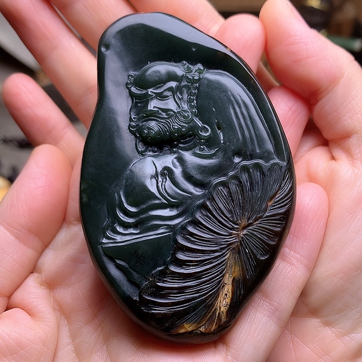 岫岩河磨玉（透闪石质玉）手把未镶嵌蒙*