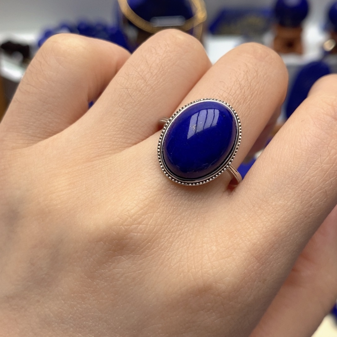 青金石银S925镶嵌戒指