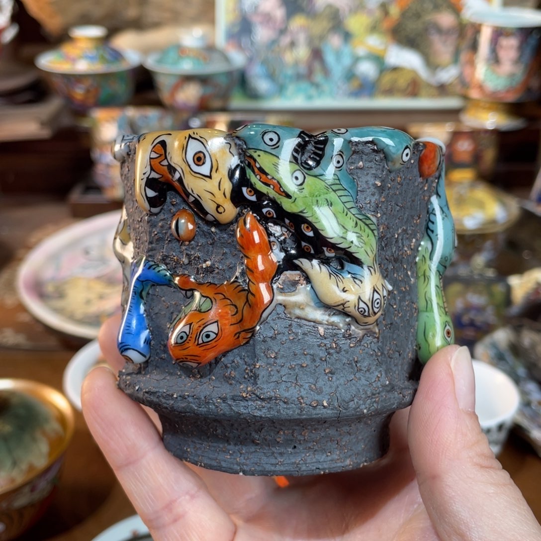 【闪购商品】鬼脸杯 景德镇手绘设计