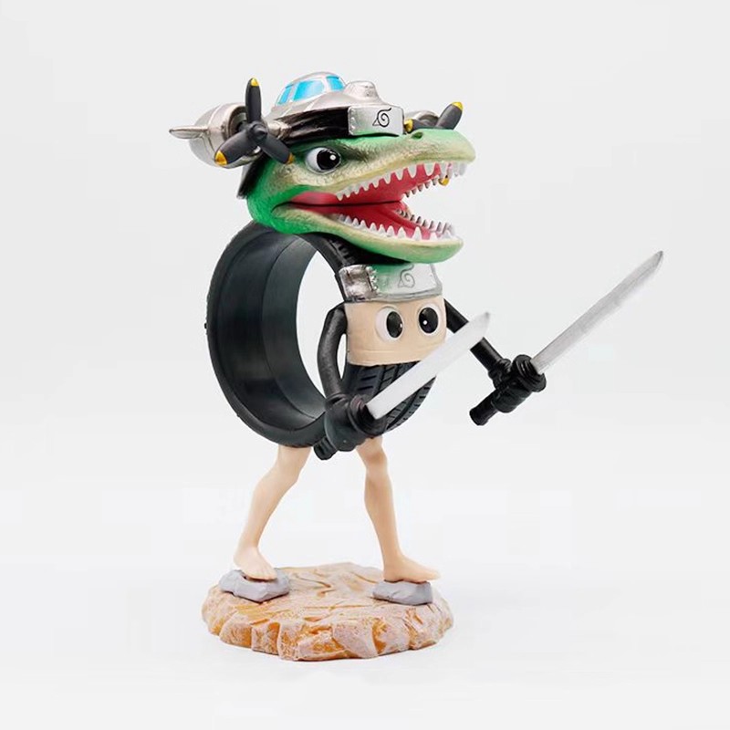 鳄鱼轰炸机轮胎蛙双刀忍者融合版手办外国山海经公仔摆件儿童玩具