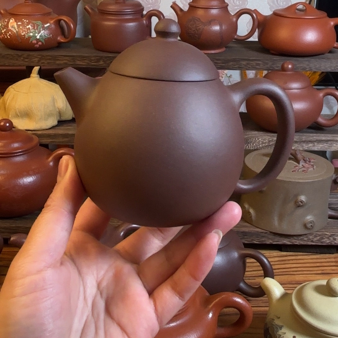 紫砂茶壶半手工紫泥龙蛋230cc