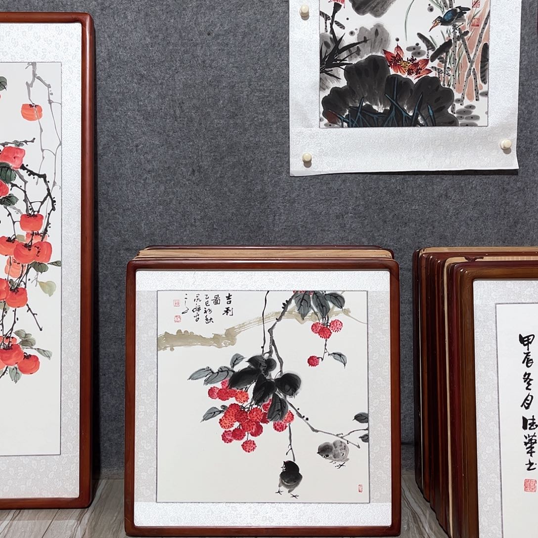 国画书画作品带框63×63