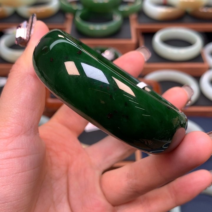 和田玉（碧玉）手镯58圈口未镶嵌