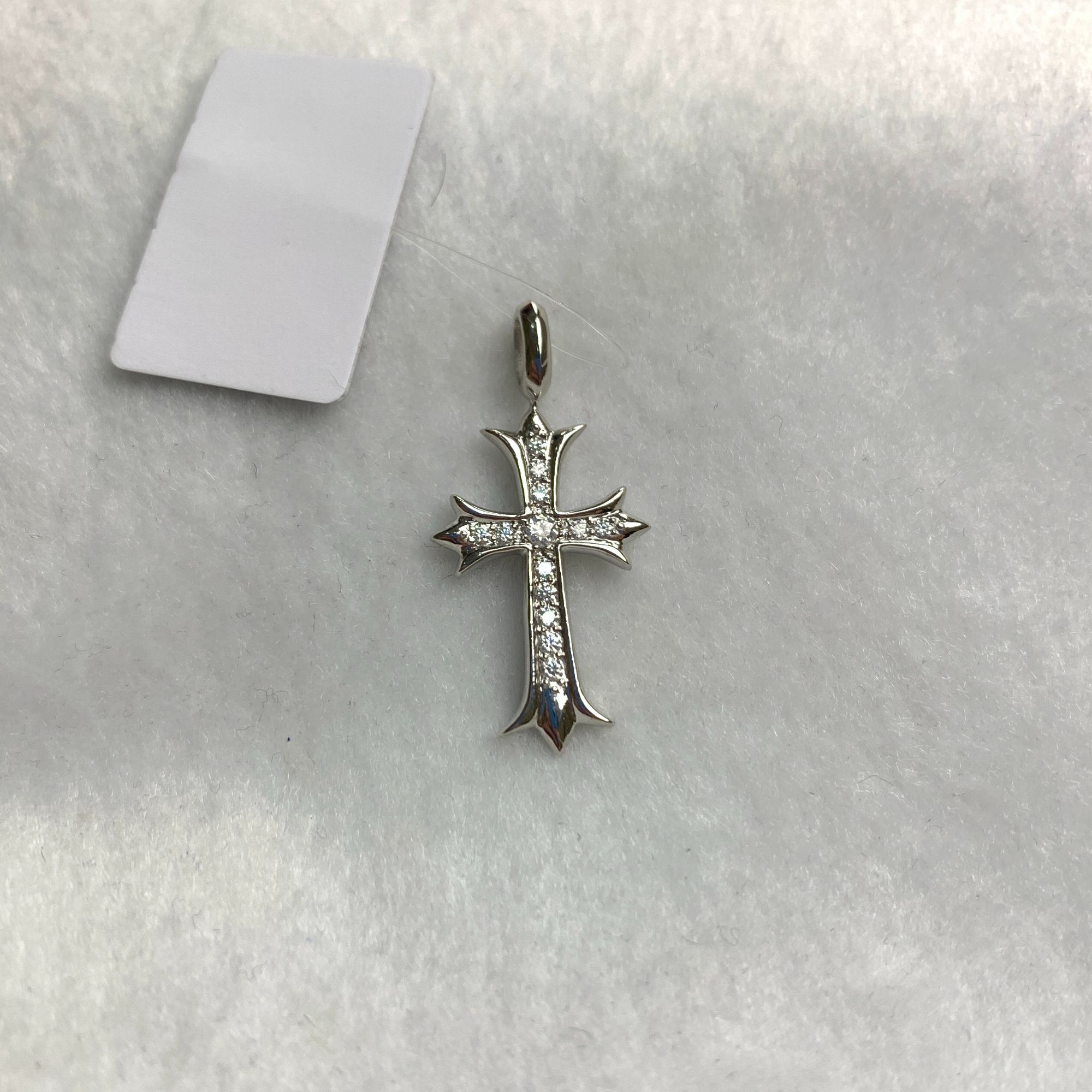 铂金克罗心十字架镶嵌吊坠