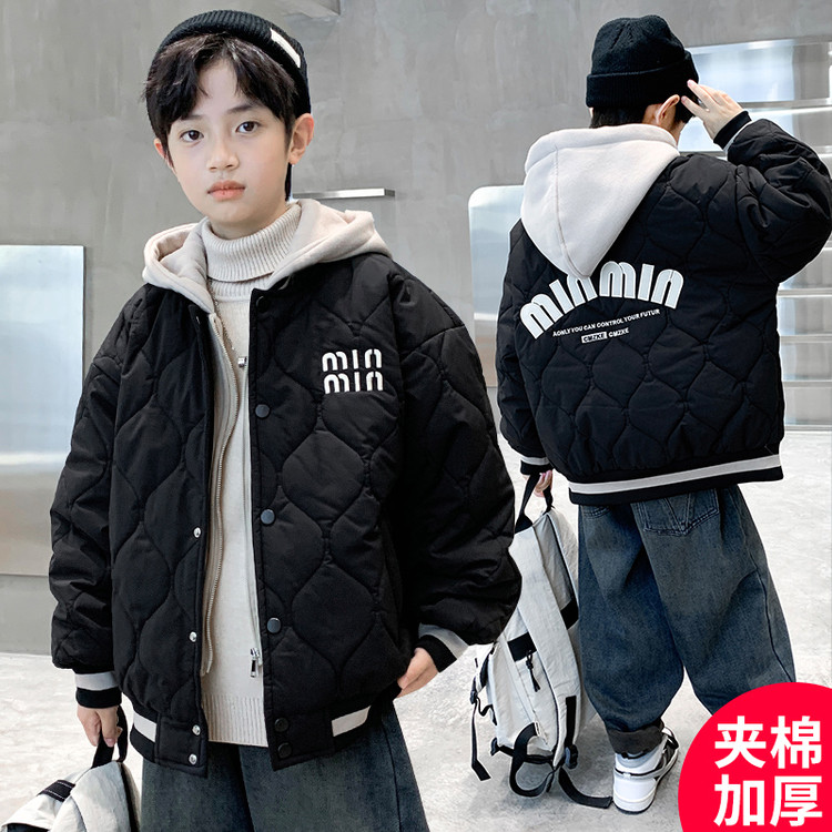 男童冬季加厚外套儿童秋冬帅气保暖二棉中大童洋气夹棉休闲棉袄潮