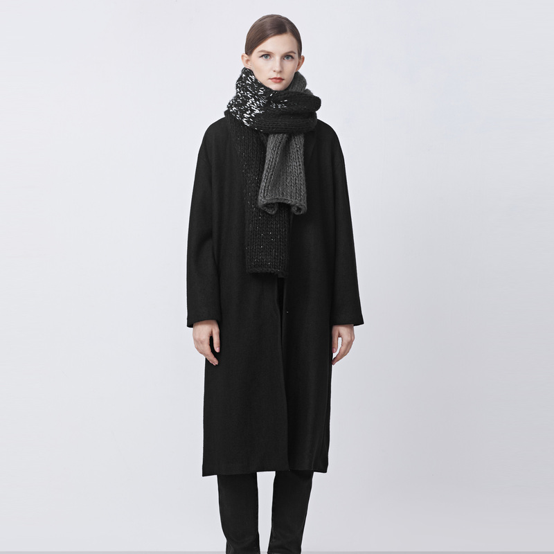 S·DEER圣迪奥冬日氛围感时尚西装领围巾两件长款毛呢S21481805