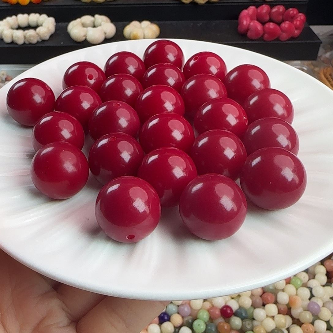 菩提根/象牙果手串卡20红圆12颗