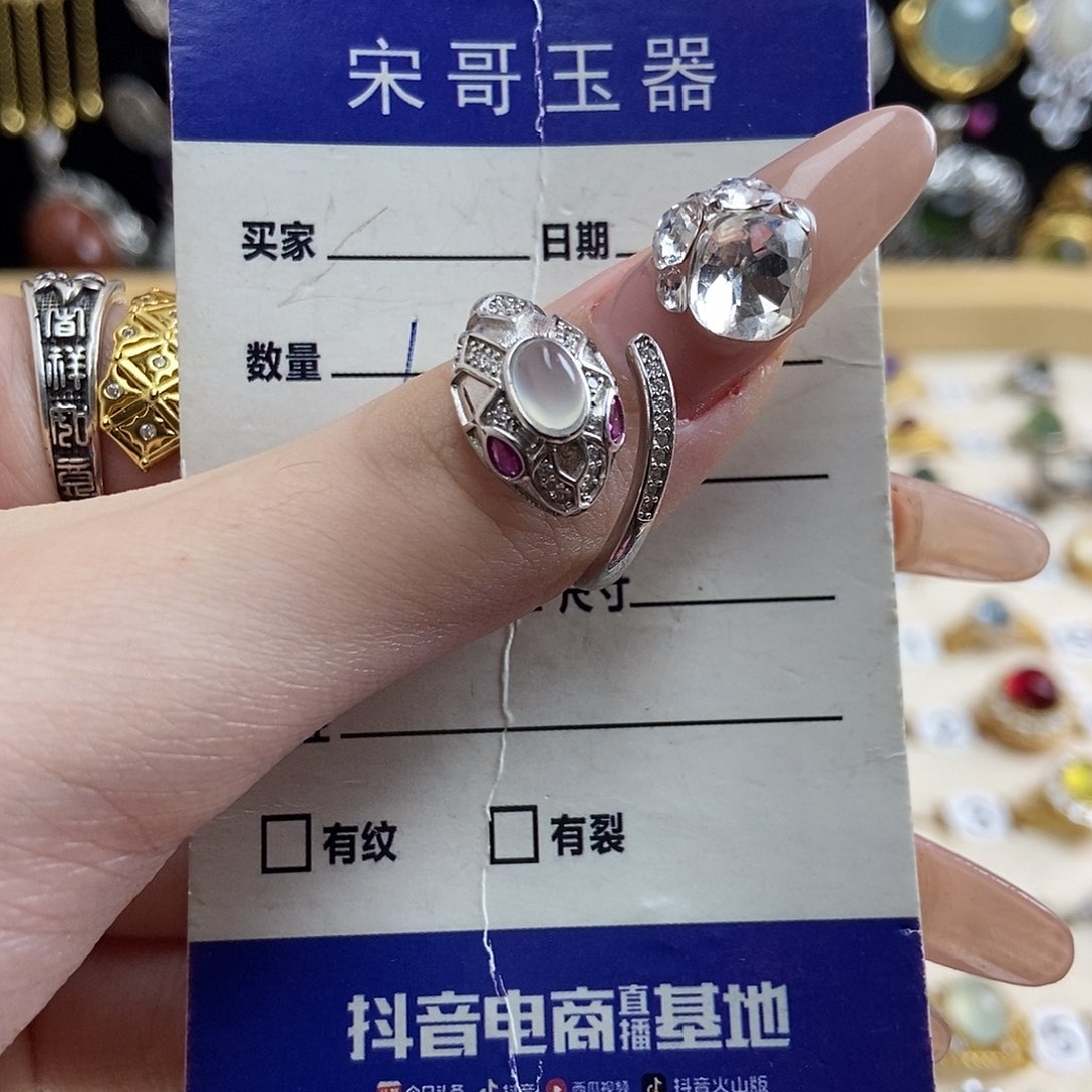 岫玉戒指银S925镶嵌新疆西藏不包邮