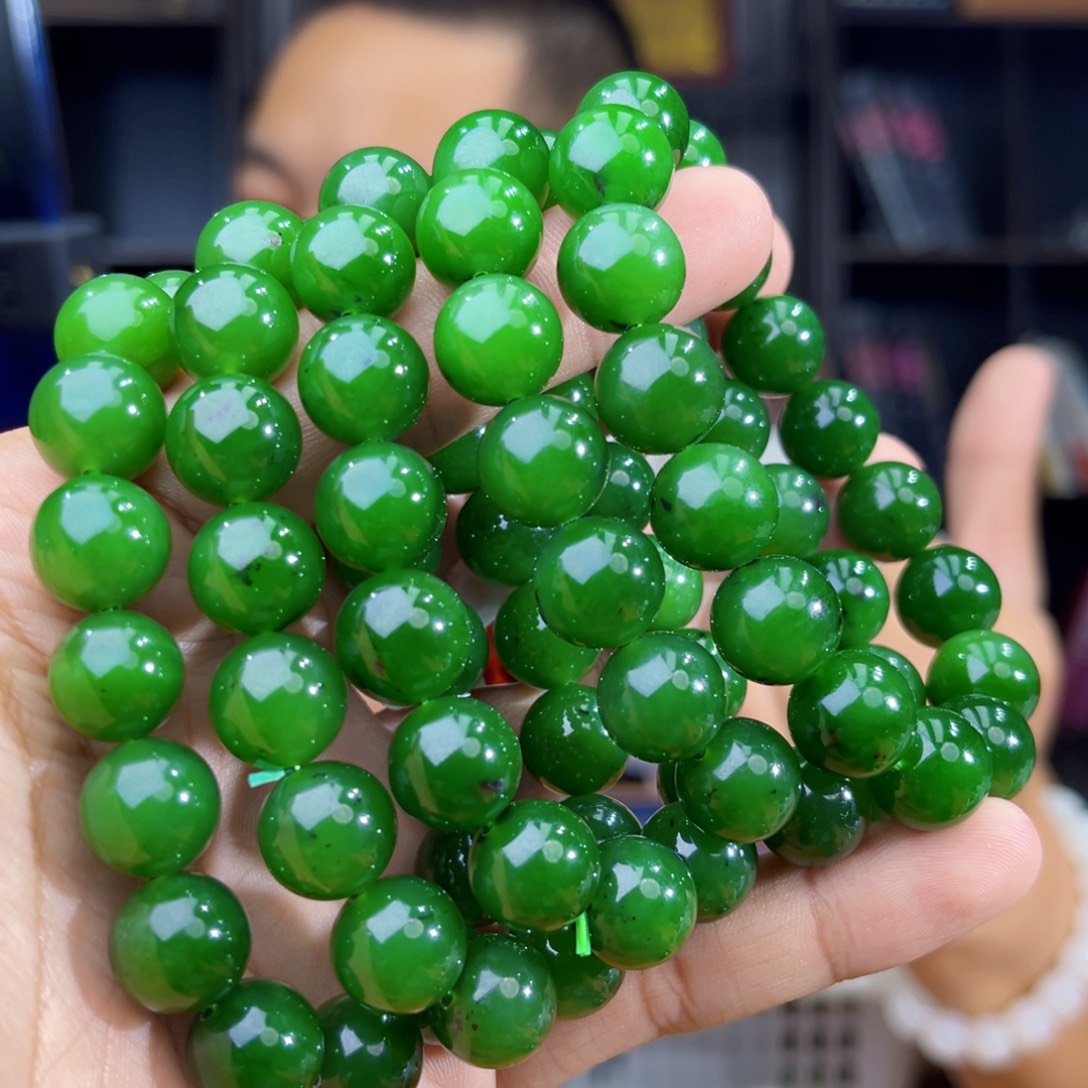 手串未镶嵌和田玉纯天然俄罗斯乌兰海碧玉料卡12多样性发其一