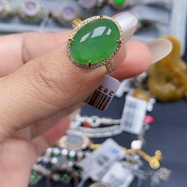 翡翠银S925镶嵌戒指