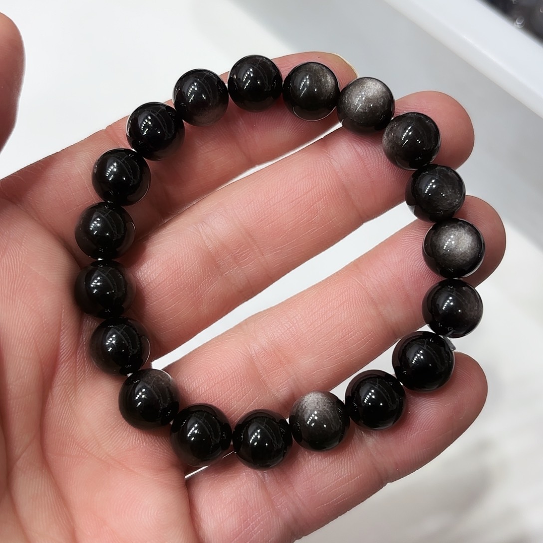 水晶手链未镶嵌银曜石卡10