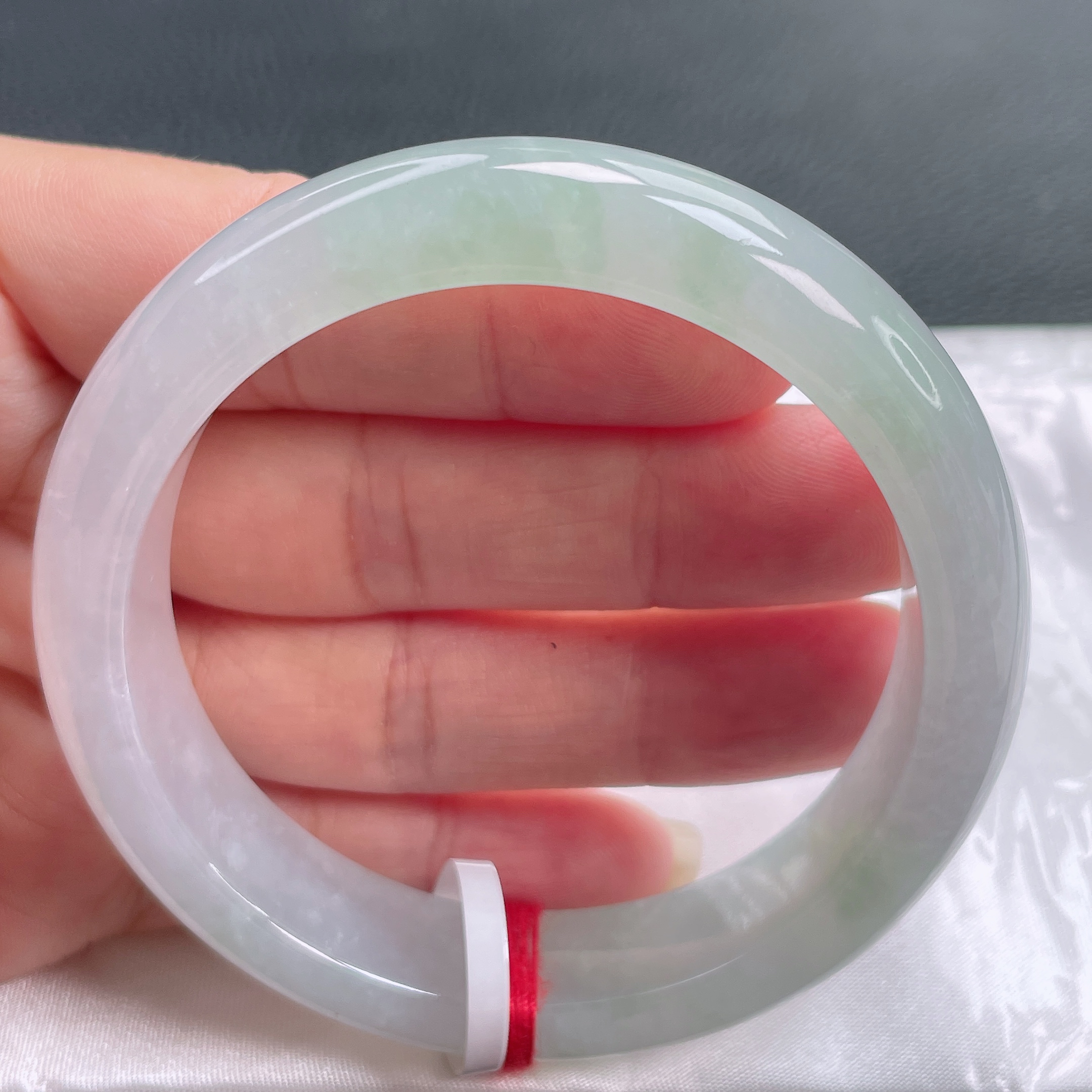 0515缅甸天然A货翡翠手镯56圈冰飘绿手镯时尚百搭少女款冰透玉镯