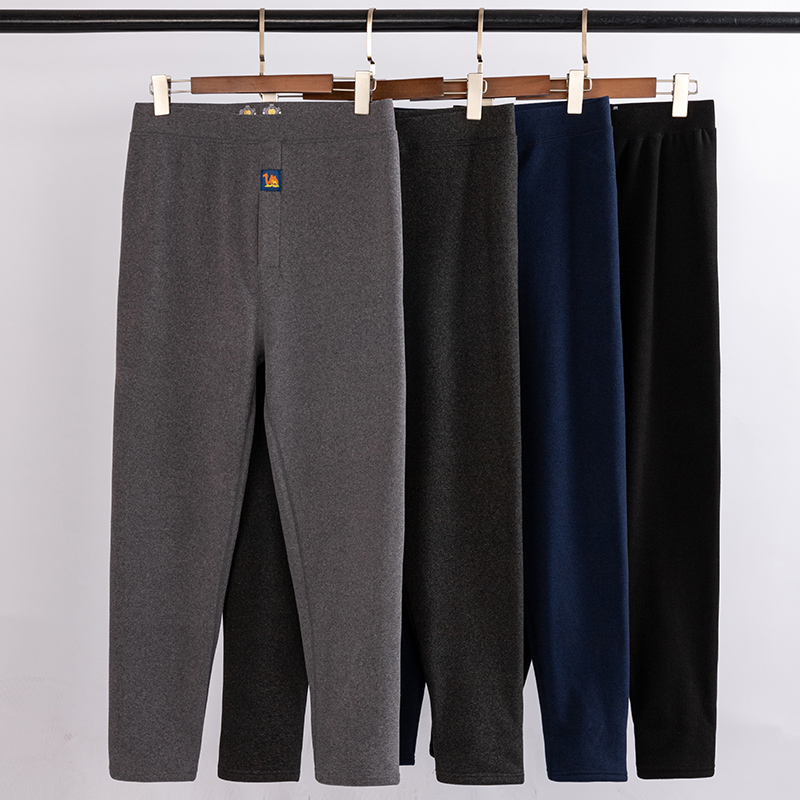 男款秋冬加绒保暖裤内穿加厚高腰打底秋裤一体裤德绒保暖裤撕开