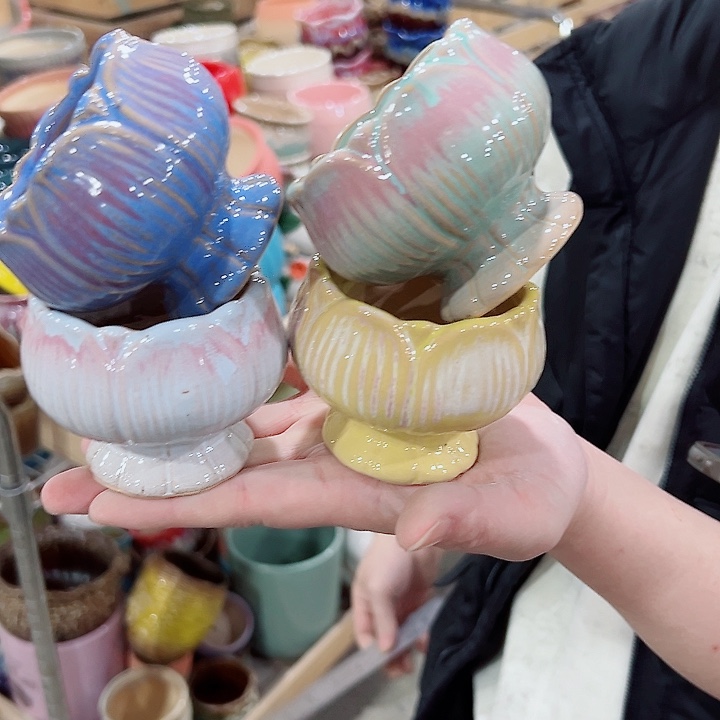 有孔.凑满10元发货多肉陶瓷花盆！