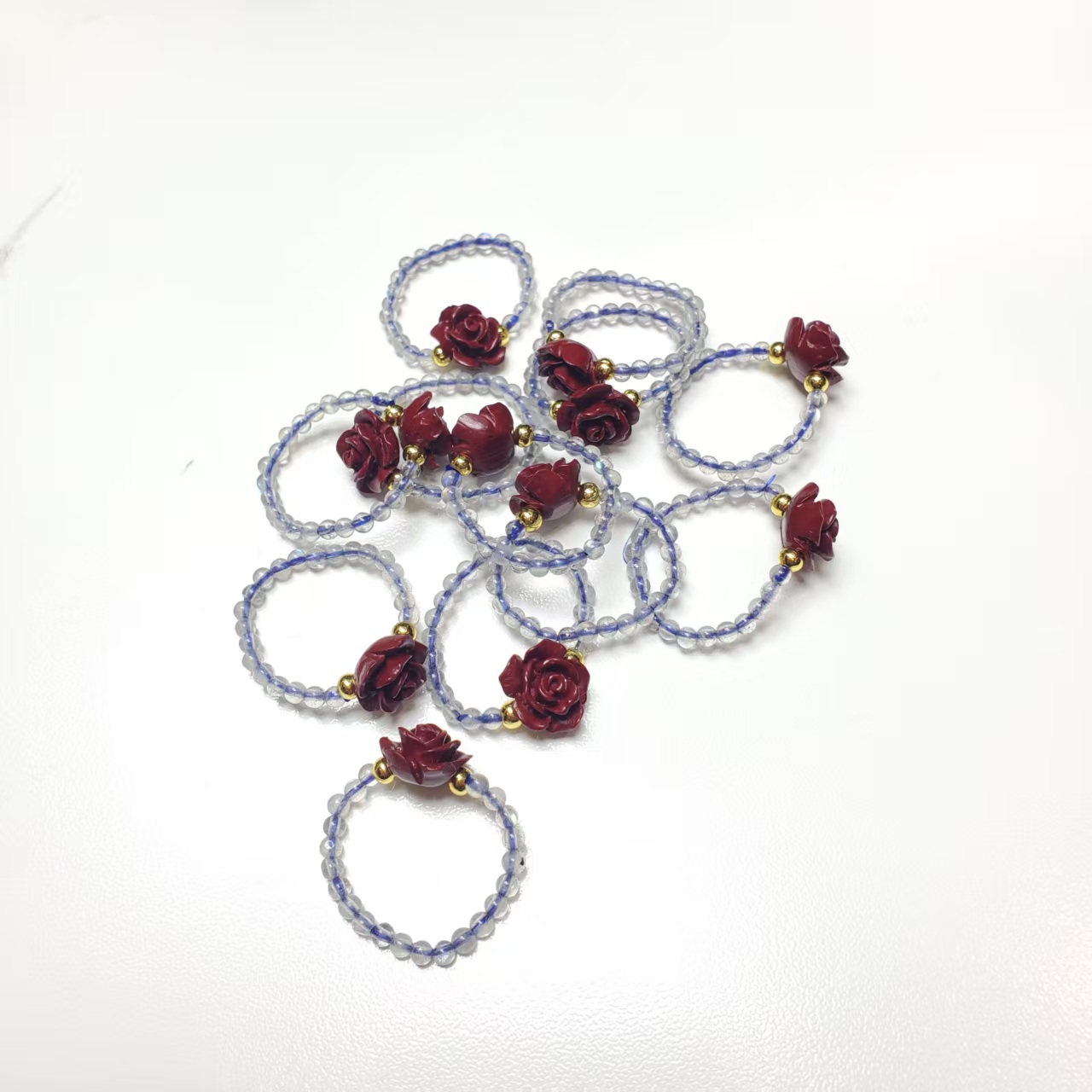 含辰砂工艺品A0139【赵小姐】时尚百搭朱砂小花戒指多样式发其一