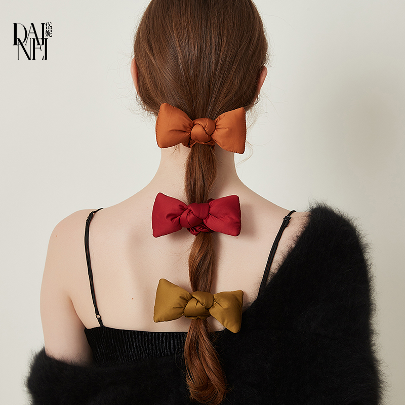 DAINEI岱妮甜心绵绵蝴蝶结发圈女春夏立体充棉大肠马尾丸子头发饰