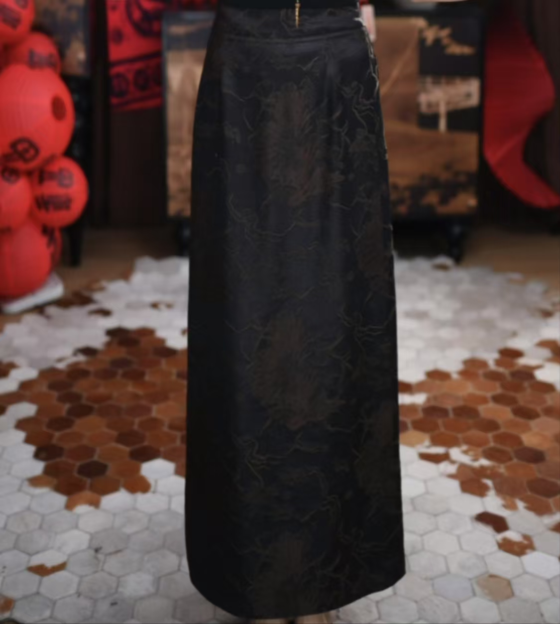 【泽岩】新中式显瘦时尚休闲透气宽松气质收腰复古长款秋款半身裙