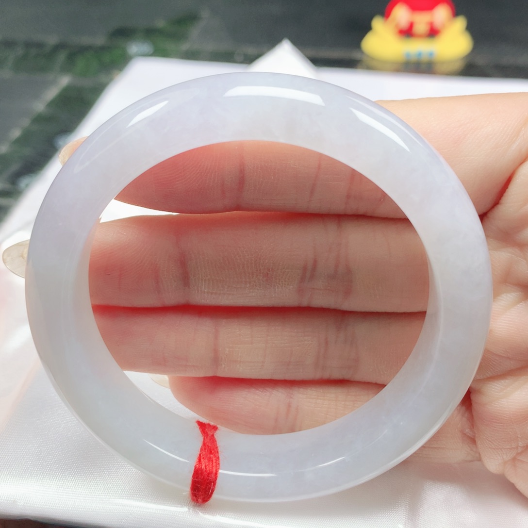 翡翠未镶嵌手镯翡翠55.6冰润白月光正圈