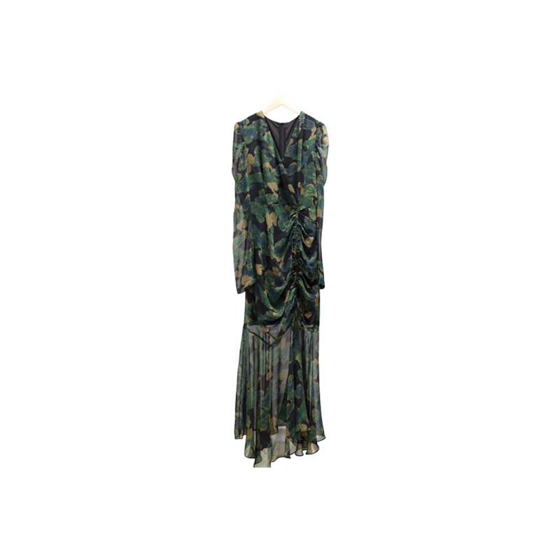 【断码清仓】绿色碎花鱼尾裙高级感