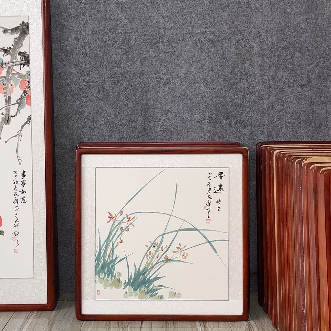 国画书画作品带框63×63