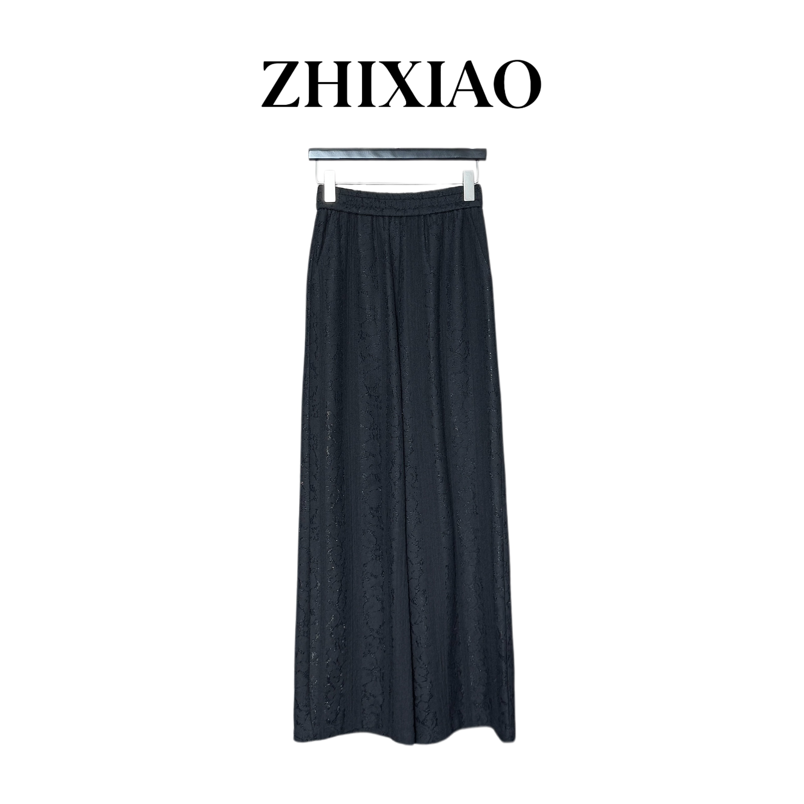 【ZHIXIAO】夏季新款：镂空黑色长裤91065