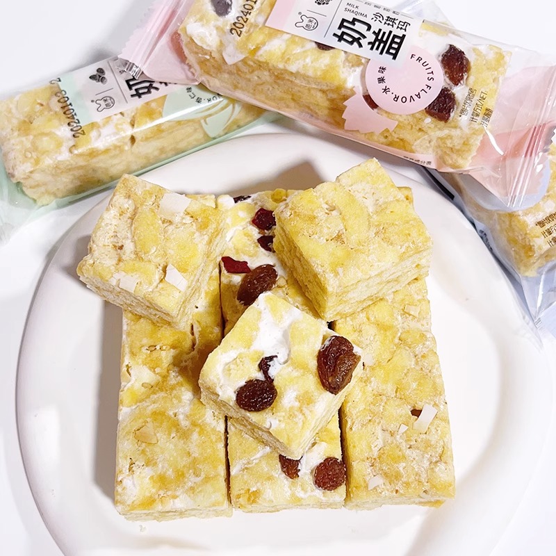 【只发新疆】】芭米奶盖沙琪玛水果味椰网红坚果糕点怀旧休闲零食品