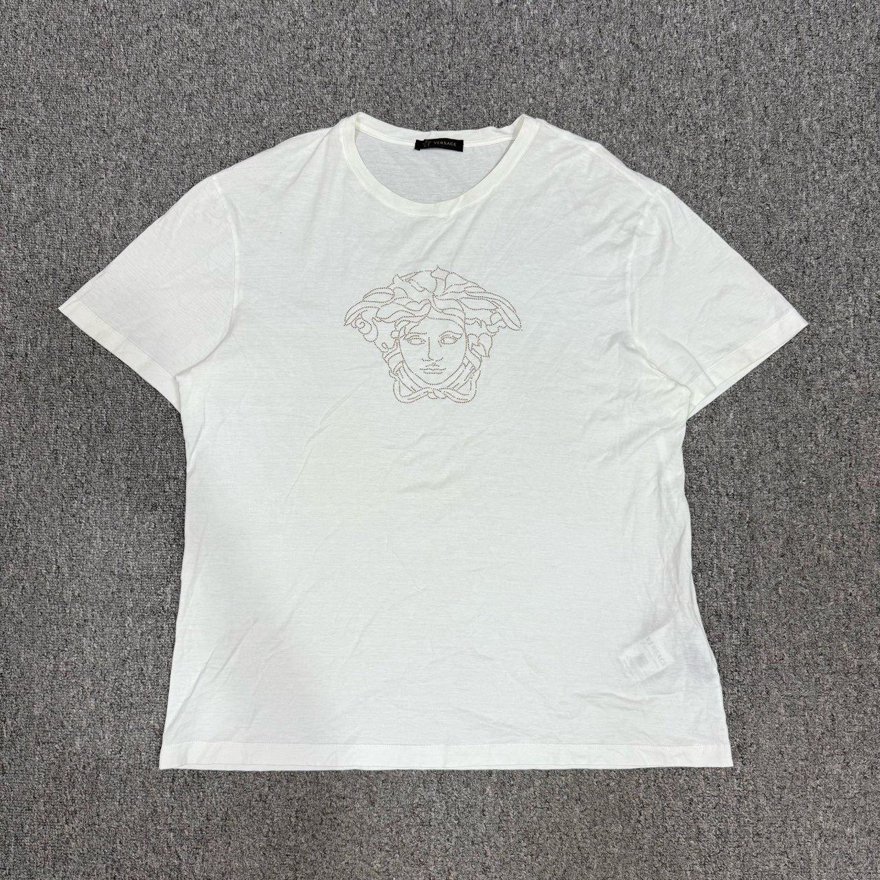 99新 VERSACE/范思哲 13772142 白色胸前美杜莎人像短袖 XL码
