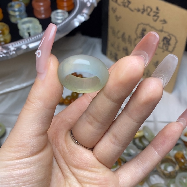 蛇纹石玉合金戒指25-17.9