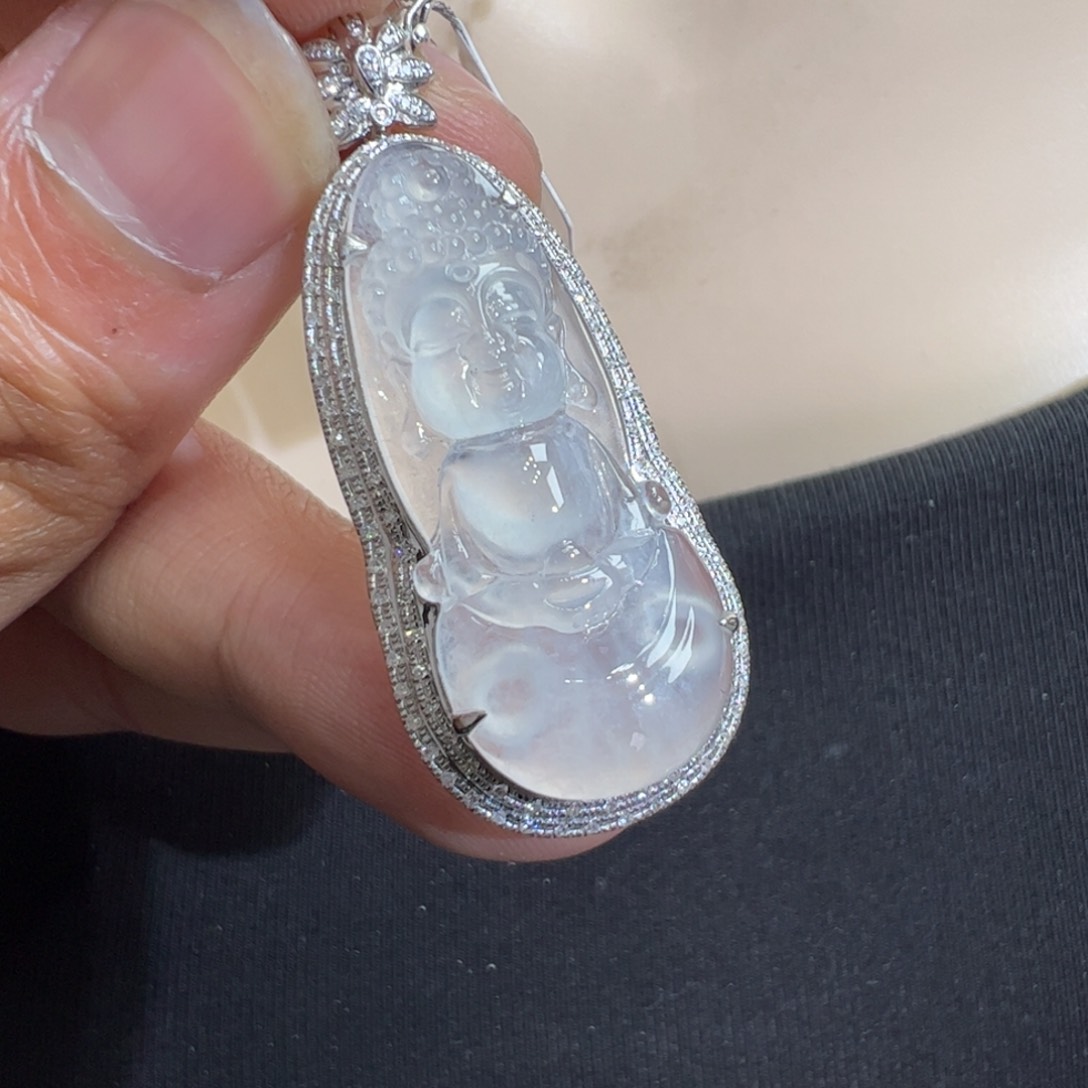 翡翠吊坠(不含链)18K金镶嵌