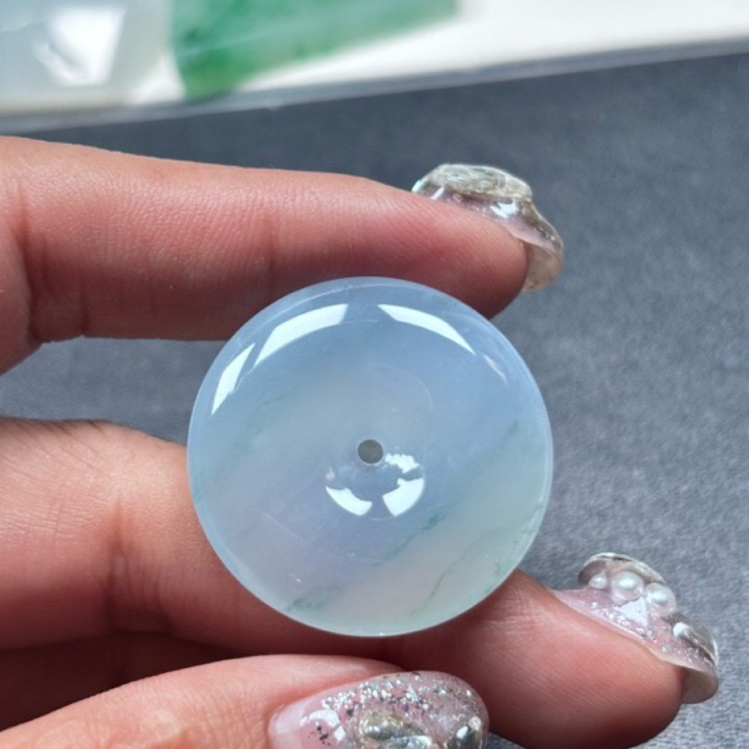 老坑冰种飘花平安扣