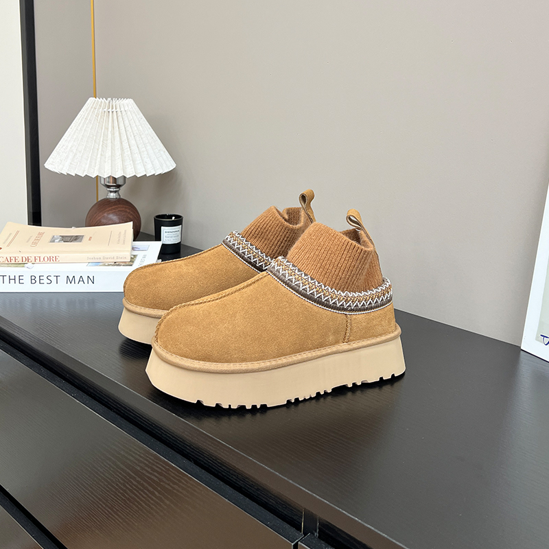 【毛线口】套脚短筒冬季低帮缝制时尚雪地靴靴子百搭厚底棉鞋秋冬