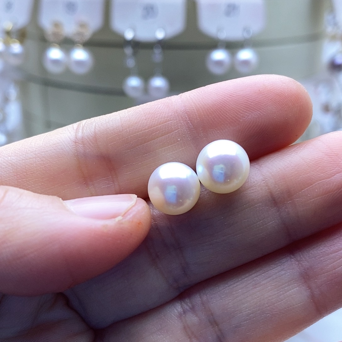 淡水珍珠耳饰银S925镶嵌壁***！