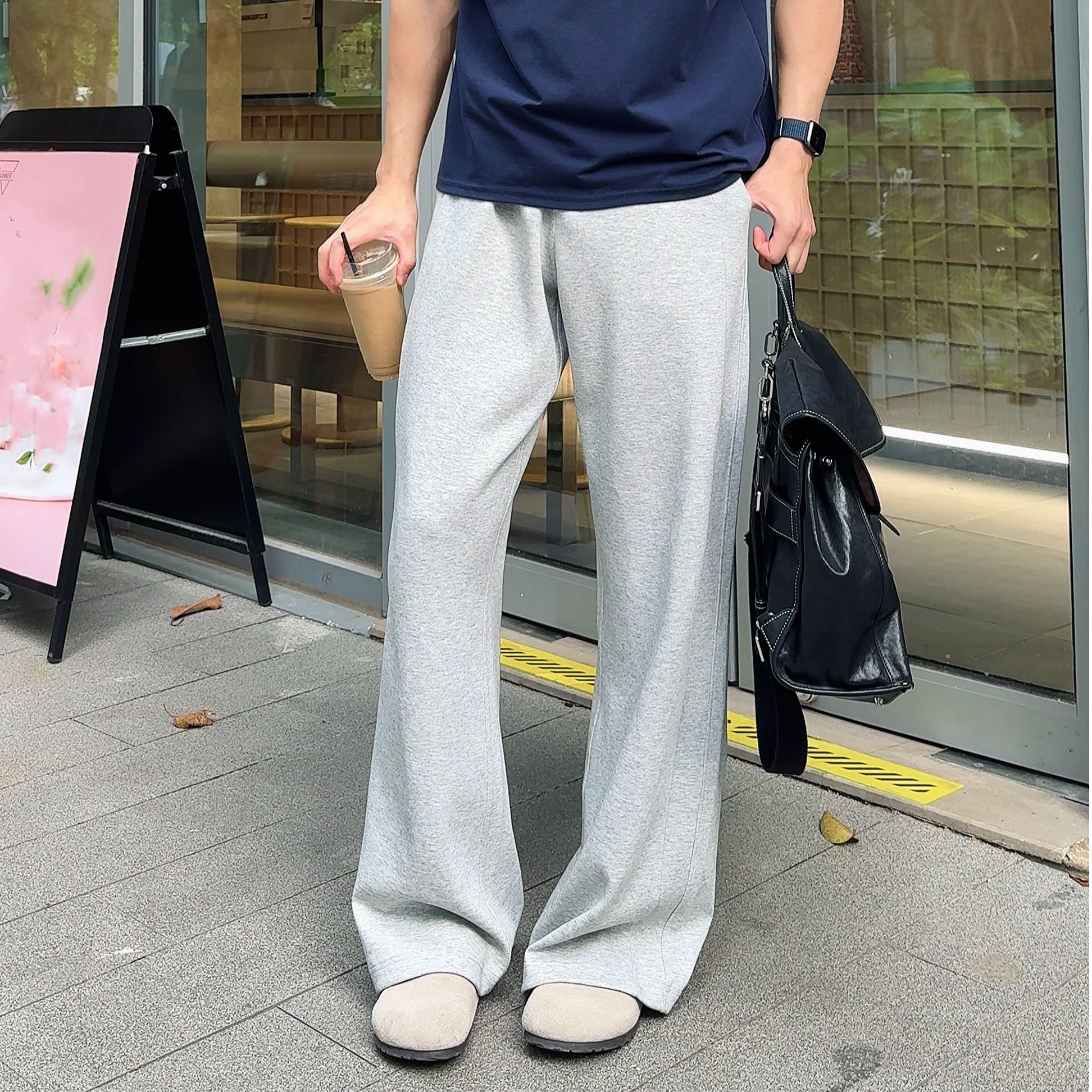 BST 弯刀拼接卫裤宽松阔腿针织运动休闲长裤lulu scuba