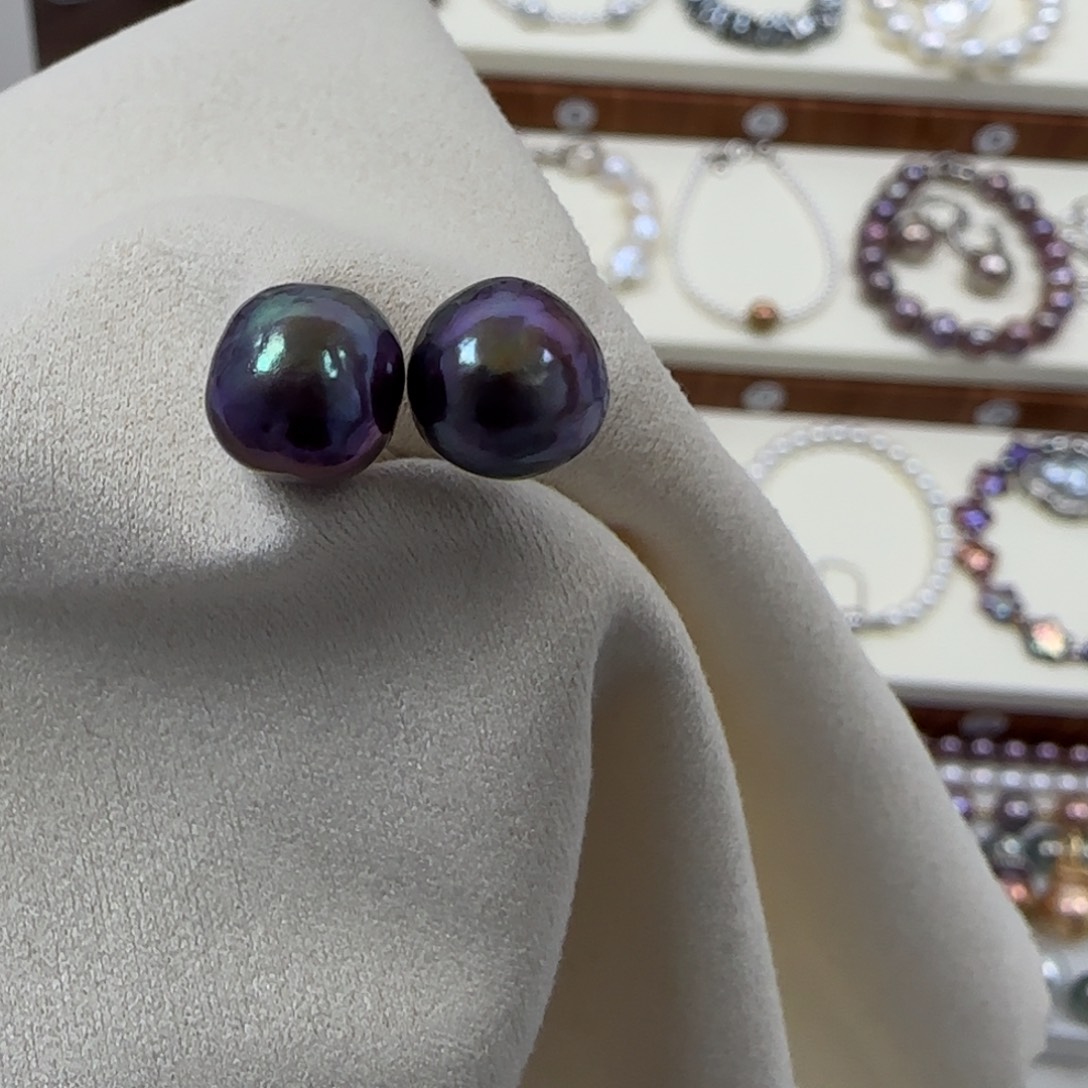 银S925镶嵌淡水珍珠耳饰