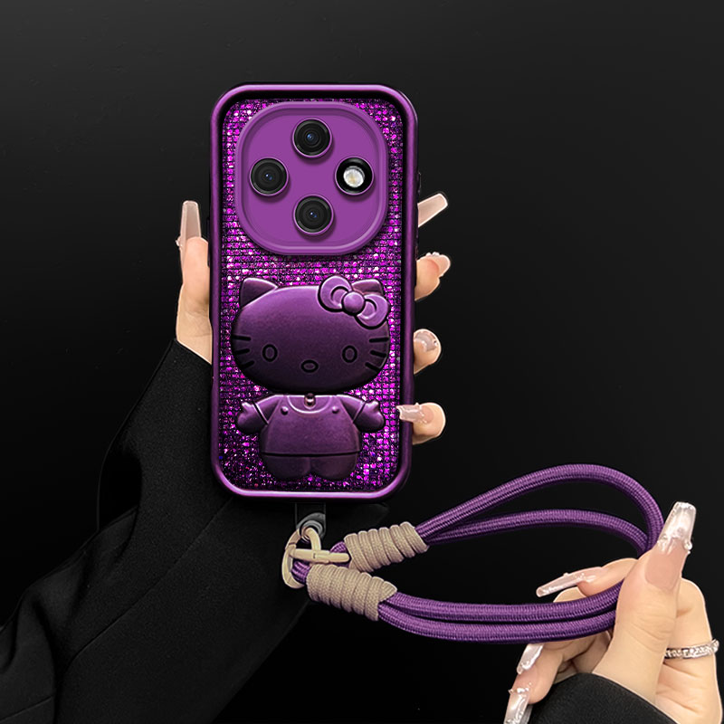 汇客凡品【OPPOA6Pro】高颜值梅子闪紫Kitty支架防摔手机壳