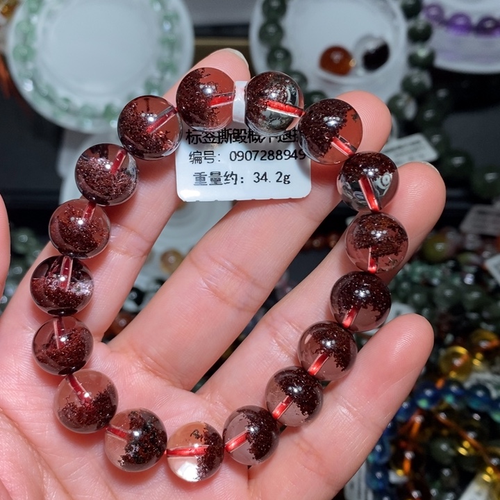 水晶未镶嵌手链红幽灵聚宝盆手链