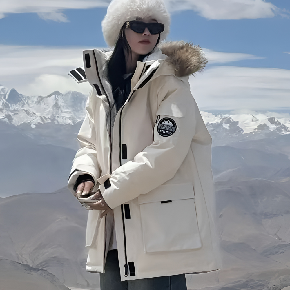 2025男女派克服登山工装服中长款宽松保暖外套加厚棉衣大毛领棉袄