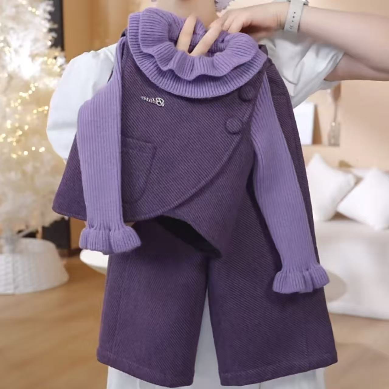 女童重要场合冬装2025新款女宝宝洋气时尚儿童冬季套装