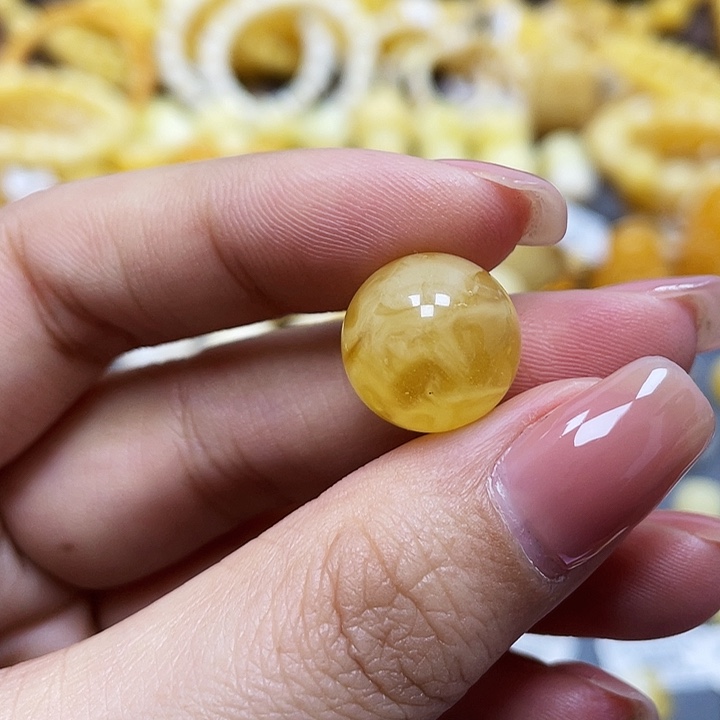 琥珀珠宝奇石未镶嵌单珠尺寸14.4mm瑕疵.福利款