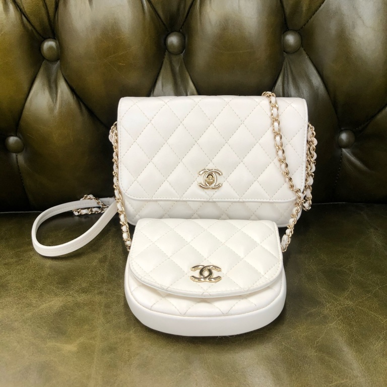 安洁利严选 CHANEL白色双子星单肩包 WHZ411255H